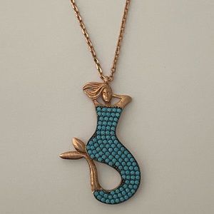 🧜🏻‍♀️Mermaid 925 silver necklace turquoise stones 14k rose gold plated